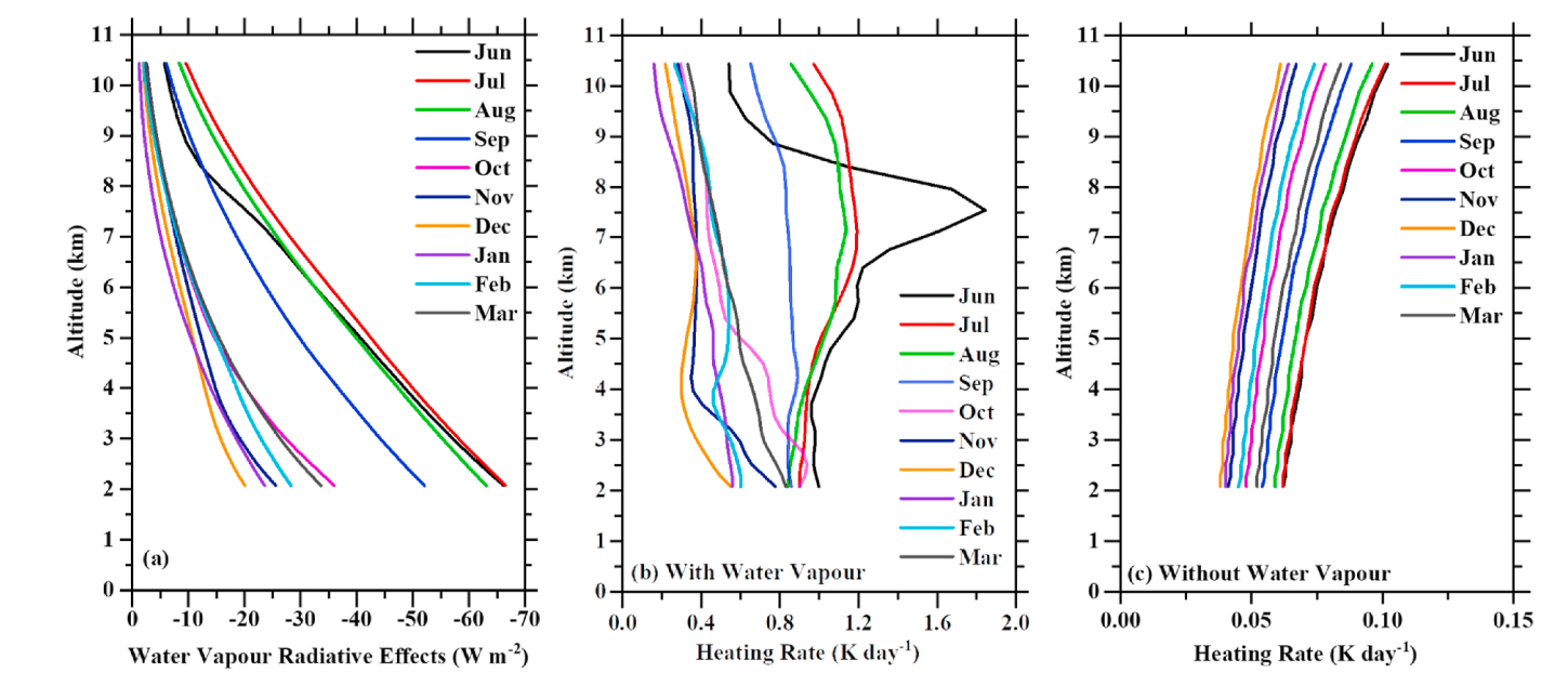 Vertical profiles of water vapour radiative effects 